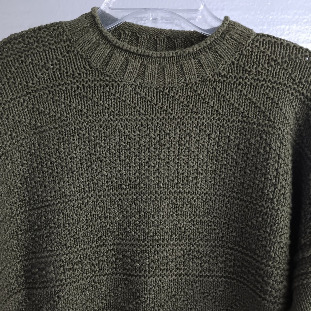 Polo Ralph Lauren Sweater Mens L Olive New Linen Cotton Blend Chunky Knit $398 - Picture 2 of 11
